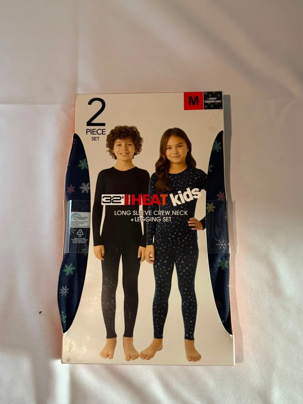 32° Heat Kids Long Sleeve Crew Neck + Legging Set - Navy Snowflake